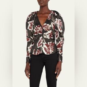 NEW TANYA TAYLOR cameron top in black multi Lame Shimmer 0